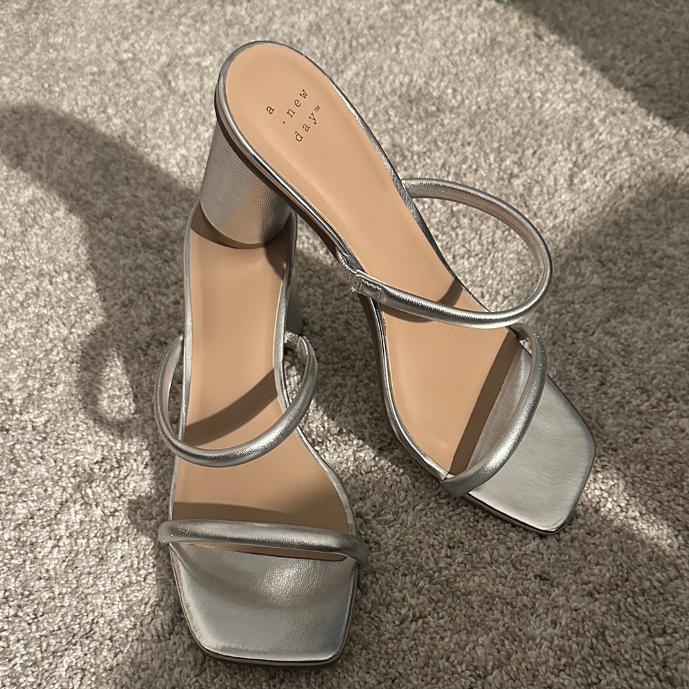 A New Day Women's Metallic Silver Heels
